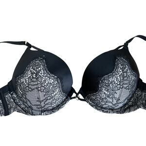 Victoria's Secret Bombshell Add-2-Cups Push-Up Bra Black Lace 36A
